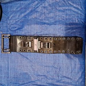 Guess dark brown leather cuff watch